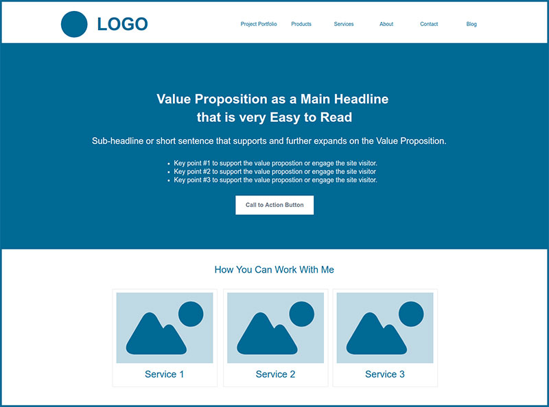 Example of a Value Proposition being used on a website homepage
